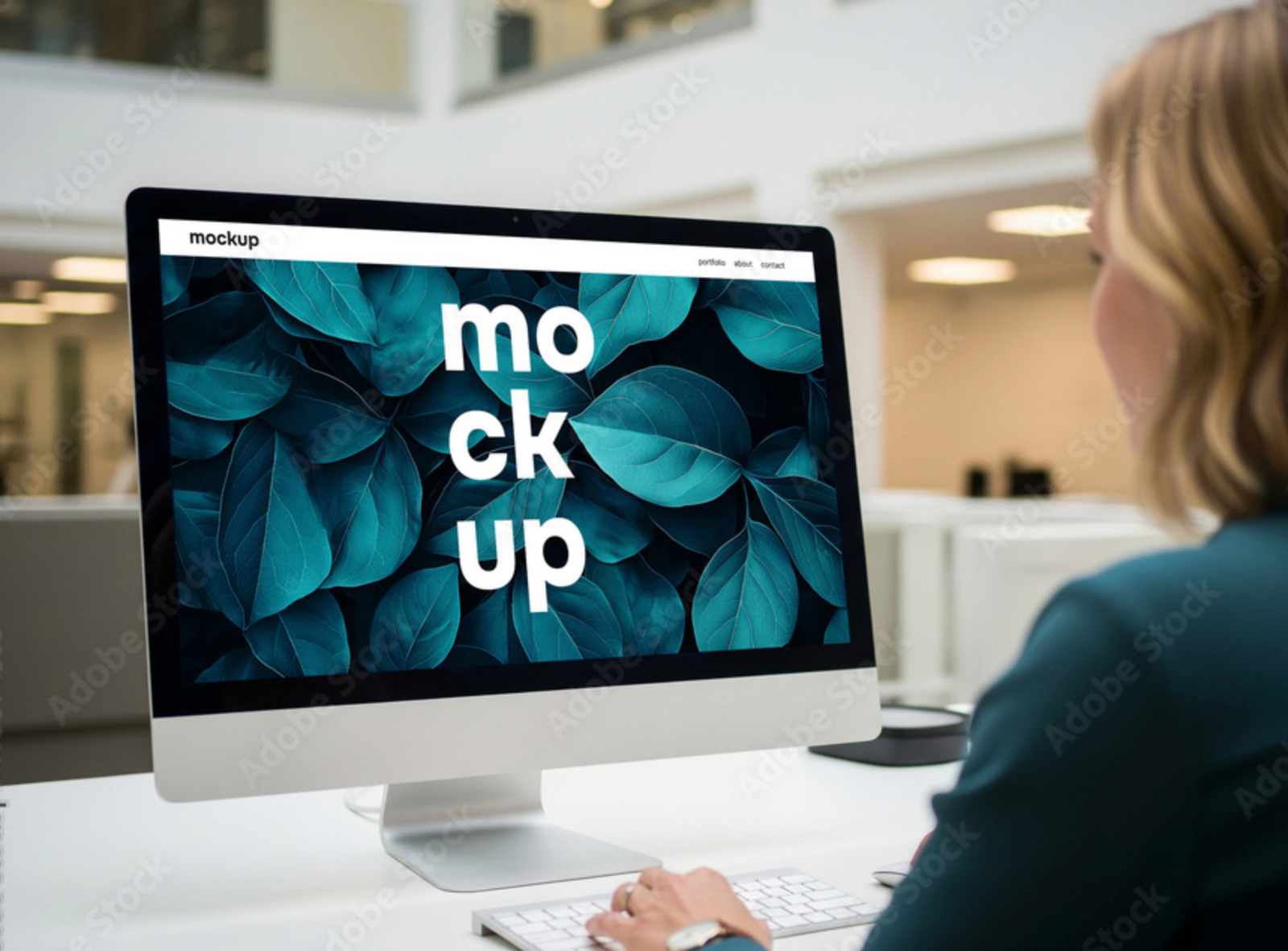 Before: placeholder composition of a website mockup displayed on a desktop monitor